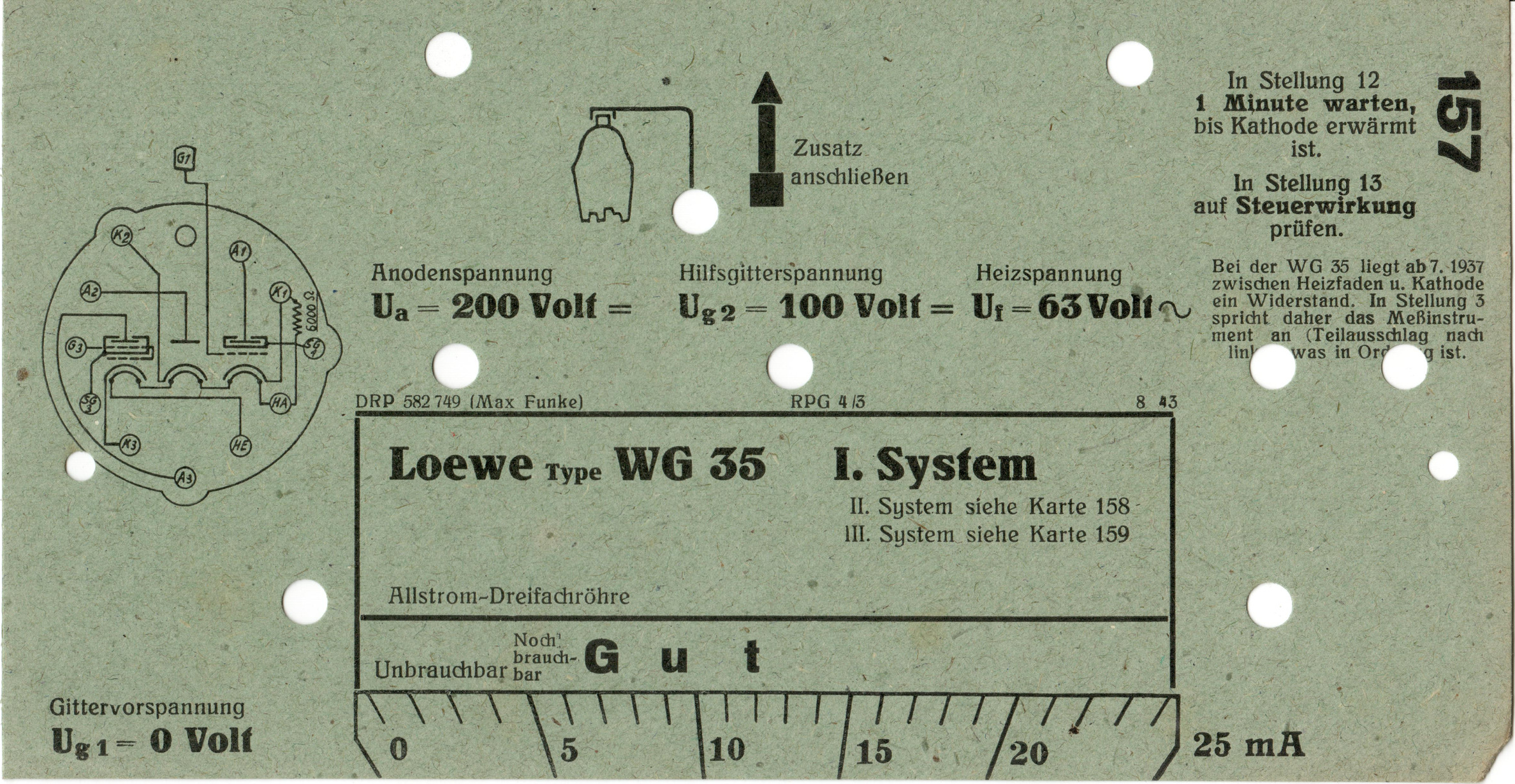 Scan der Prüfkarte Nummer 157