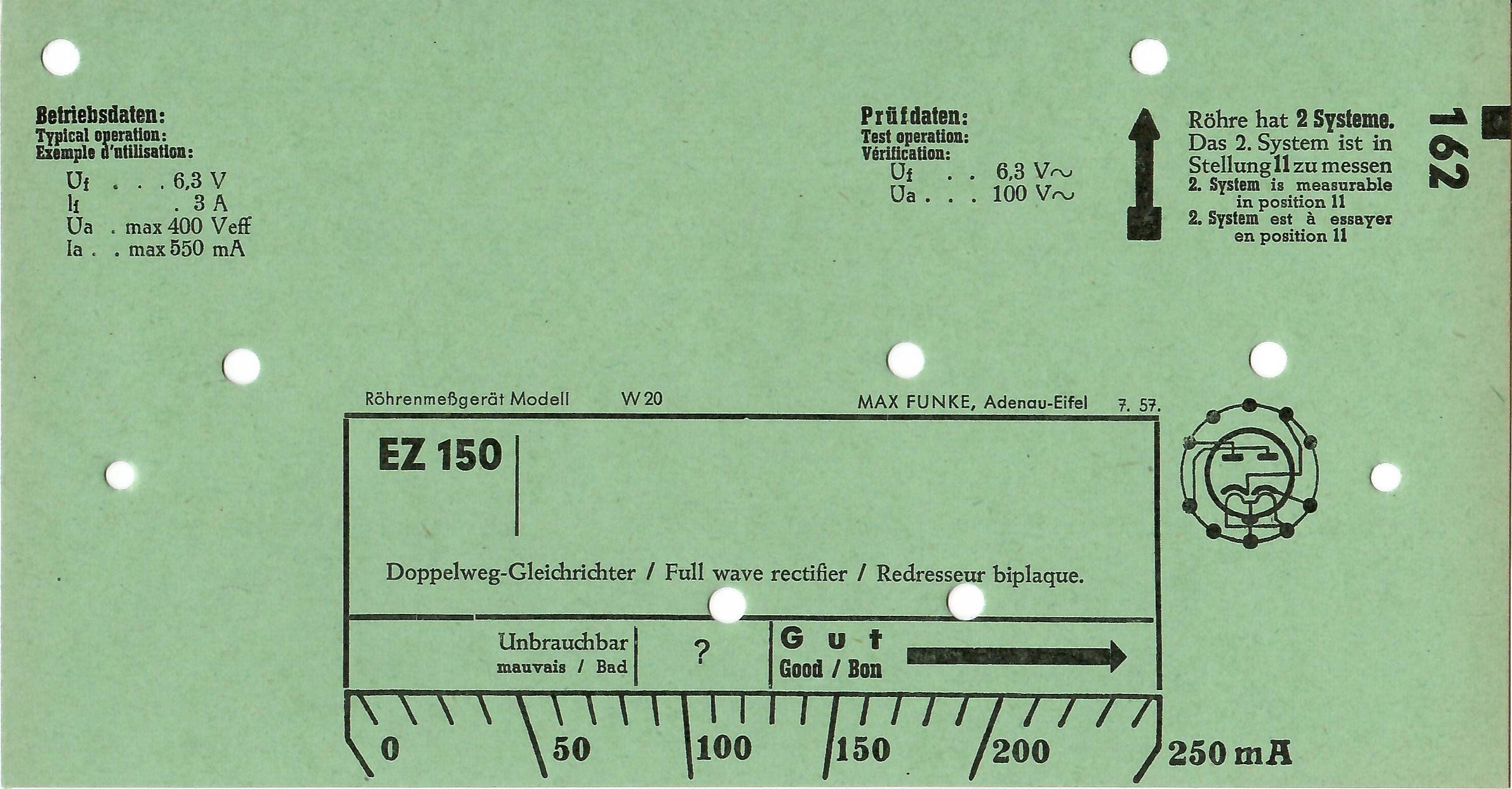 Scan der Prüfkarte Nummer 162